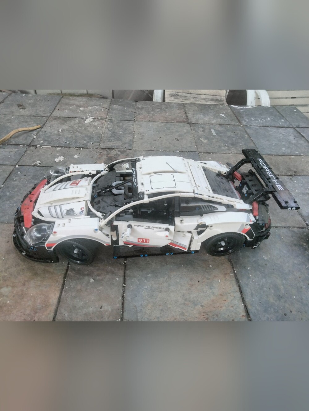 Lego White Porsche 911 Technic Style Race Car Model